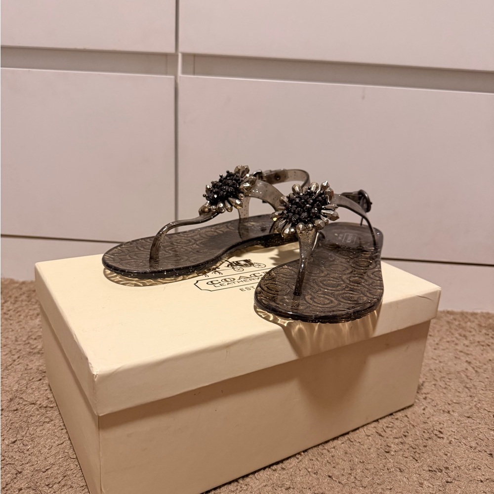 Coach Black Embellished Sandals